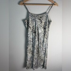 CALVIN KLEIN gray and white snakeskin satin slip mini dress size 4